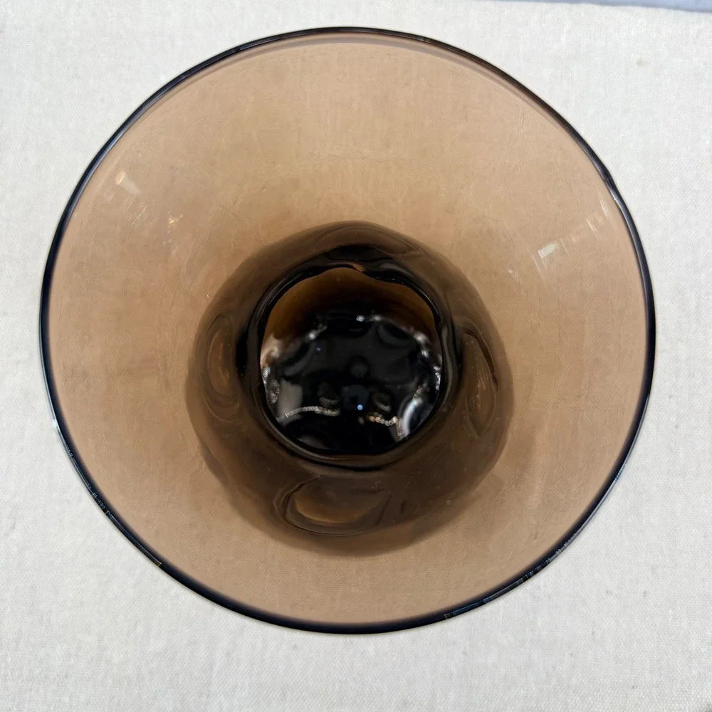 Viking Glass 7456 Pulled Circle Vase 1974 Brown Smoke Art‎ Glass 1 Year Only